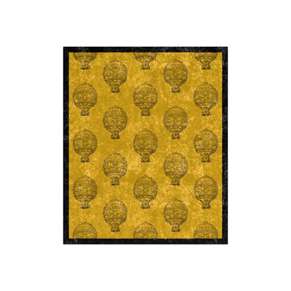 Golden Vintage Hot Air Balloon Crushed Velvet Blanket