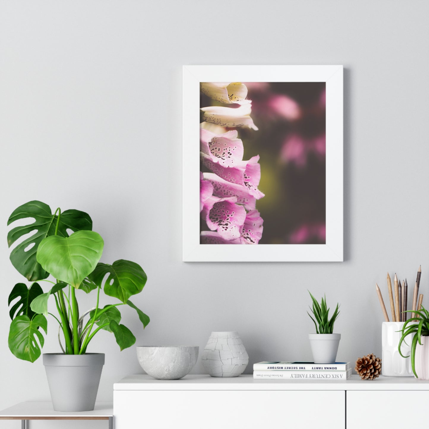 Foxglove Flowers Framed Matte Print