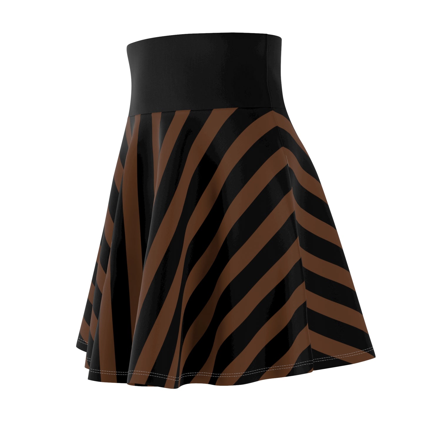 Brown + Black Striped Women's Flowy Skirt