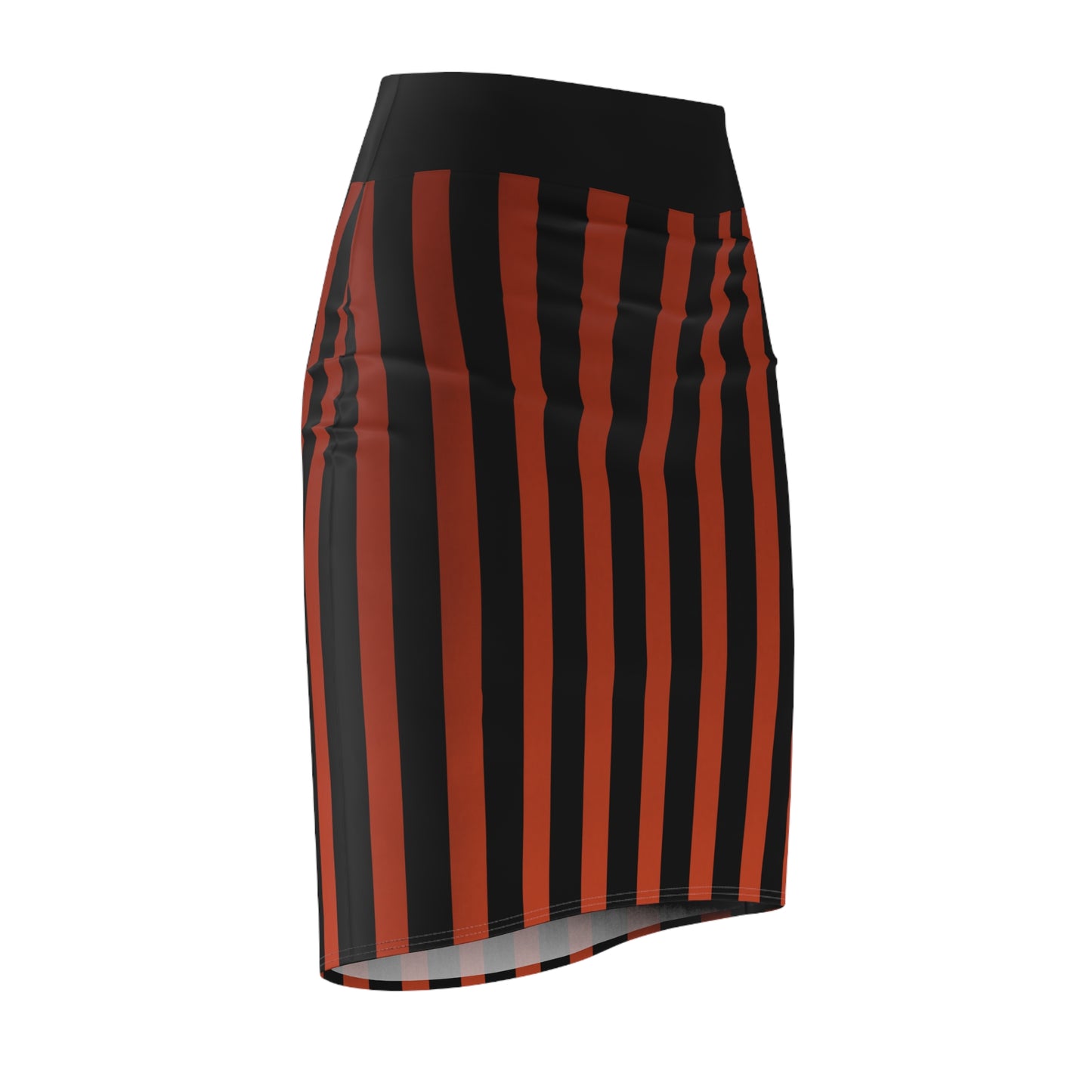 Earthy Red + Black Striped Women's Pencil Skirt