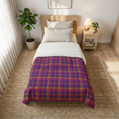 Yellow + Magenta Plaid 100% Cotton Comforter