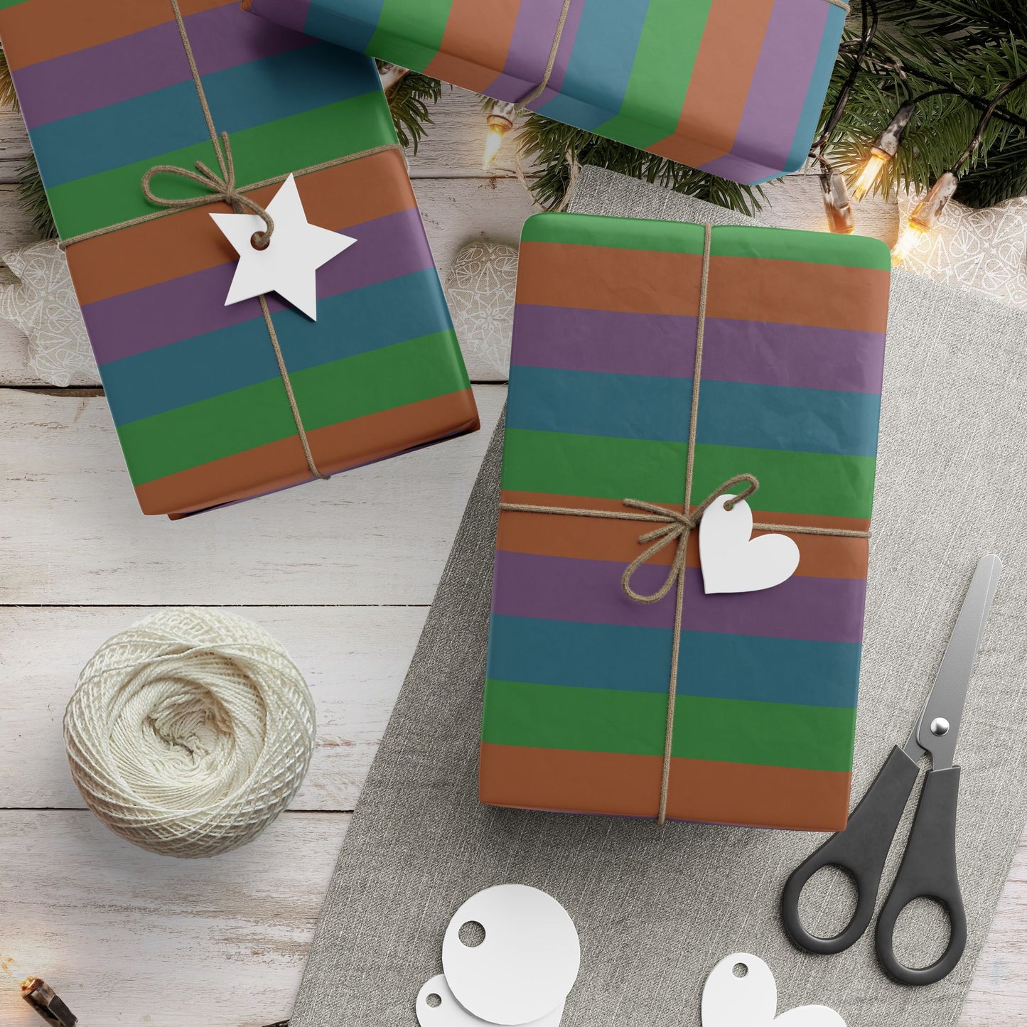 Muted Colorful Stripes Wrapping Paper Roll (3 sizes)