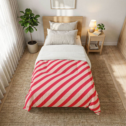 Diagonal Pink Stripes 100% Cotton Comforter