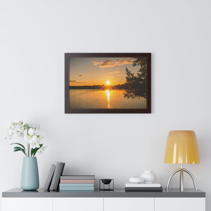 Summer Sunrise Over A Maine Lake Framed Matte Print