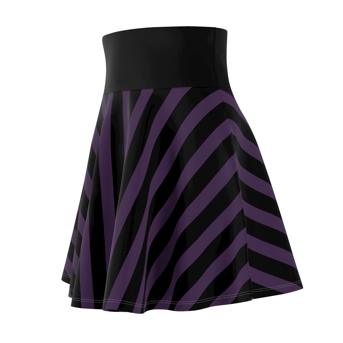 Purple + Black Striped Women's Flowy Skirt