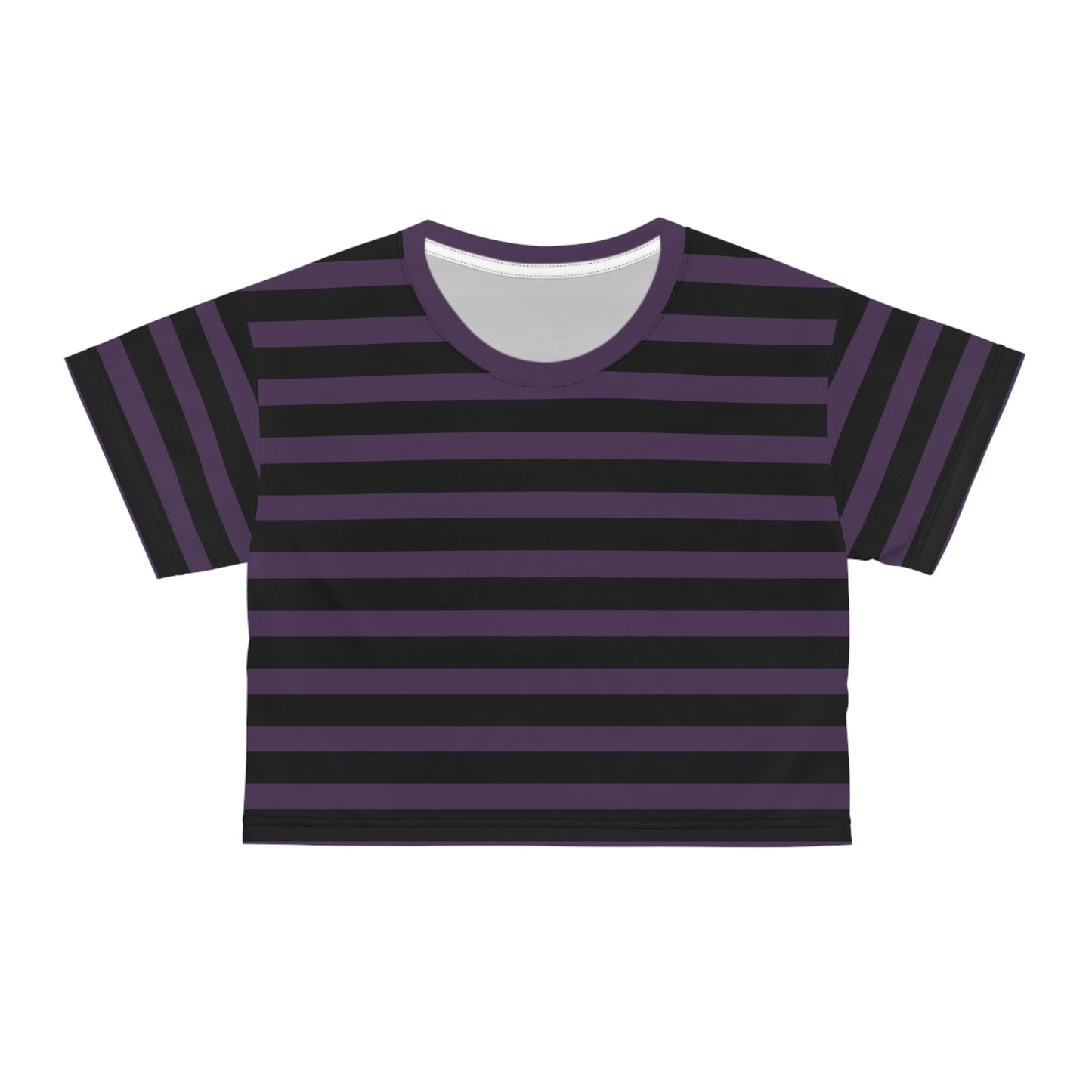 Purple + Black Stripes Cropped Tee