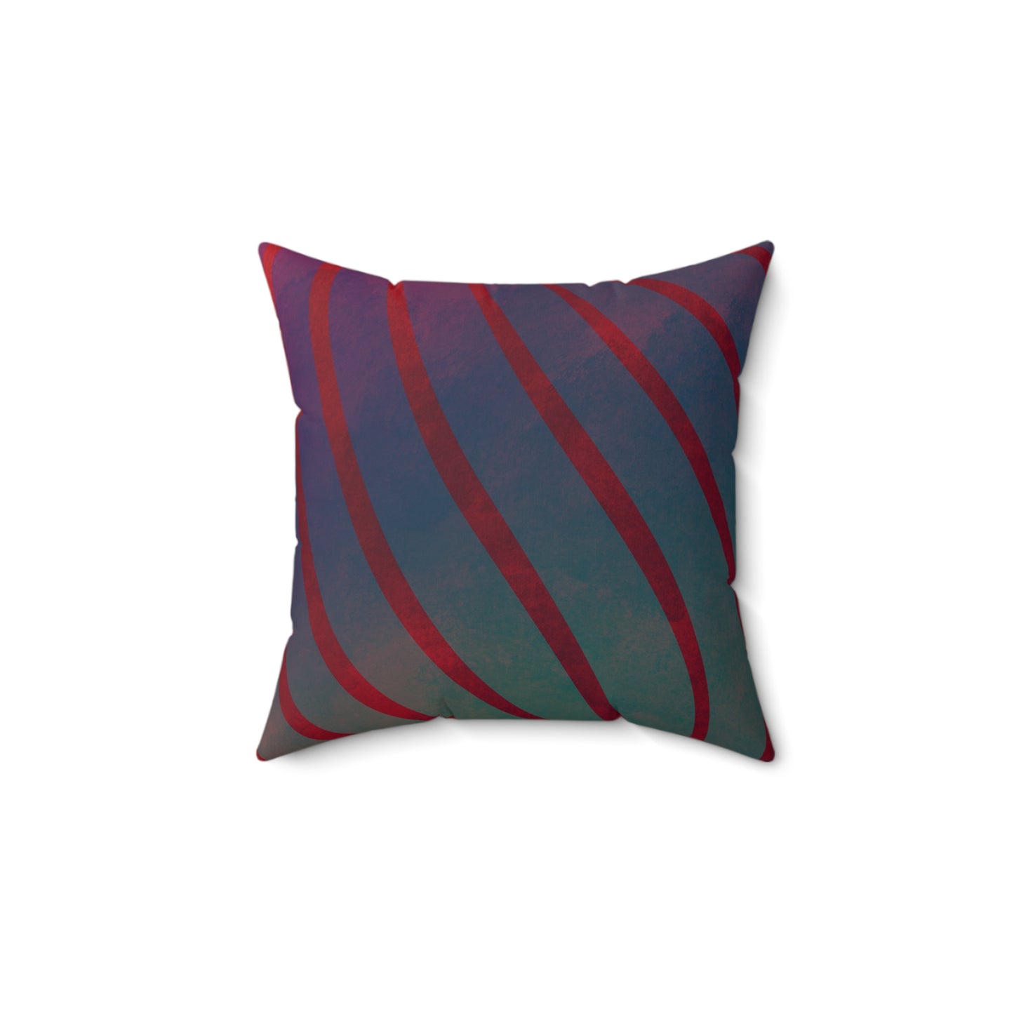 Red + Teal Illusion Wave Stripes Faux Suede Throw Pillow