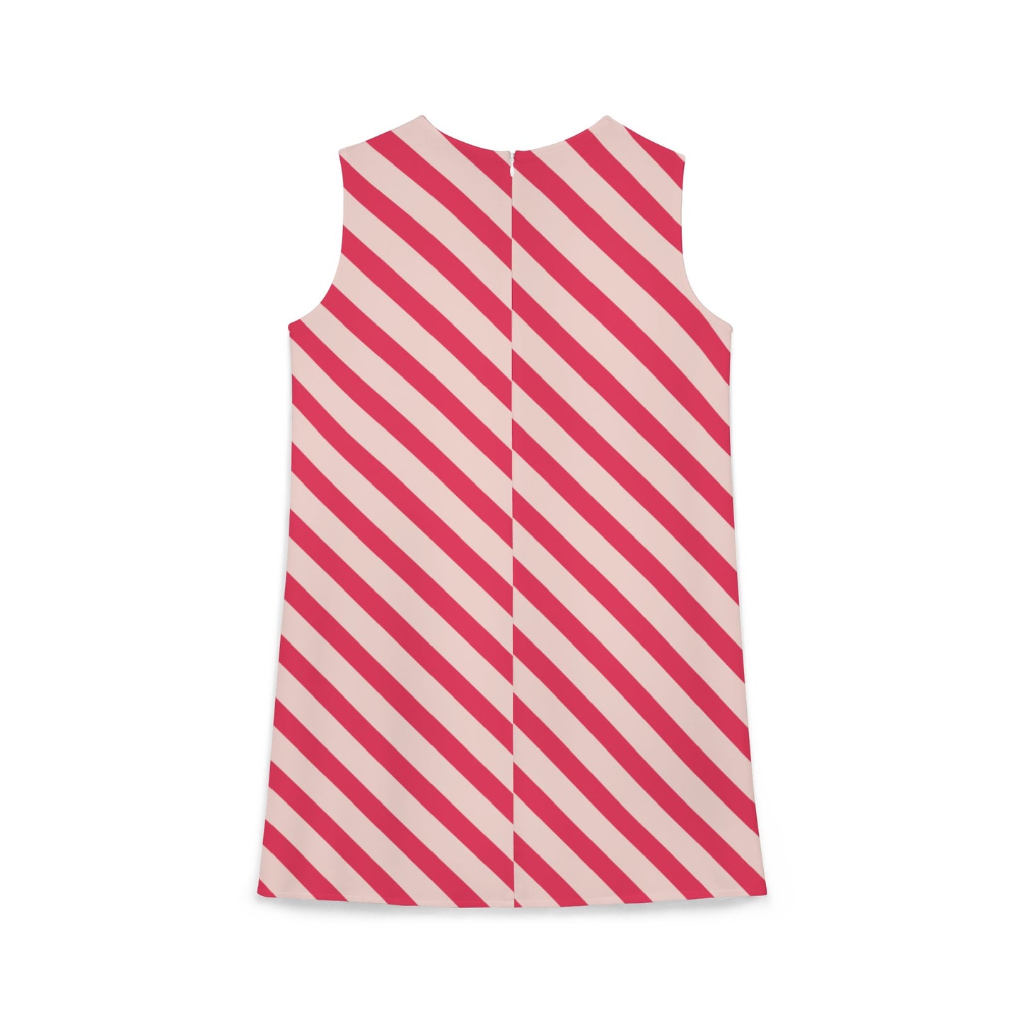 Diagonal Pink Stripes Sleeveless Trapeze Mini Dress