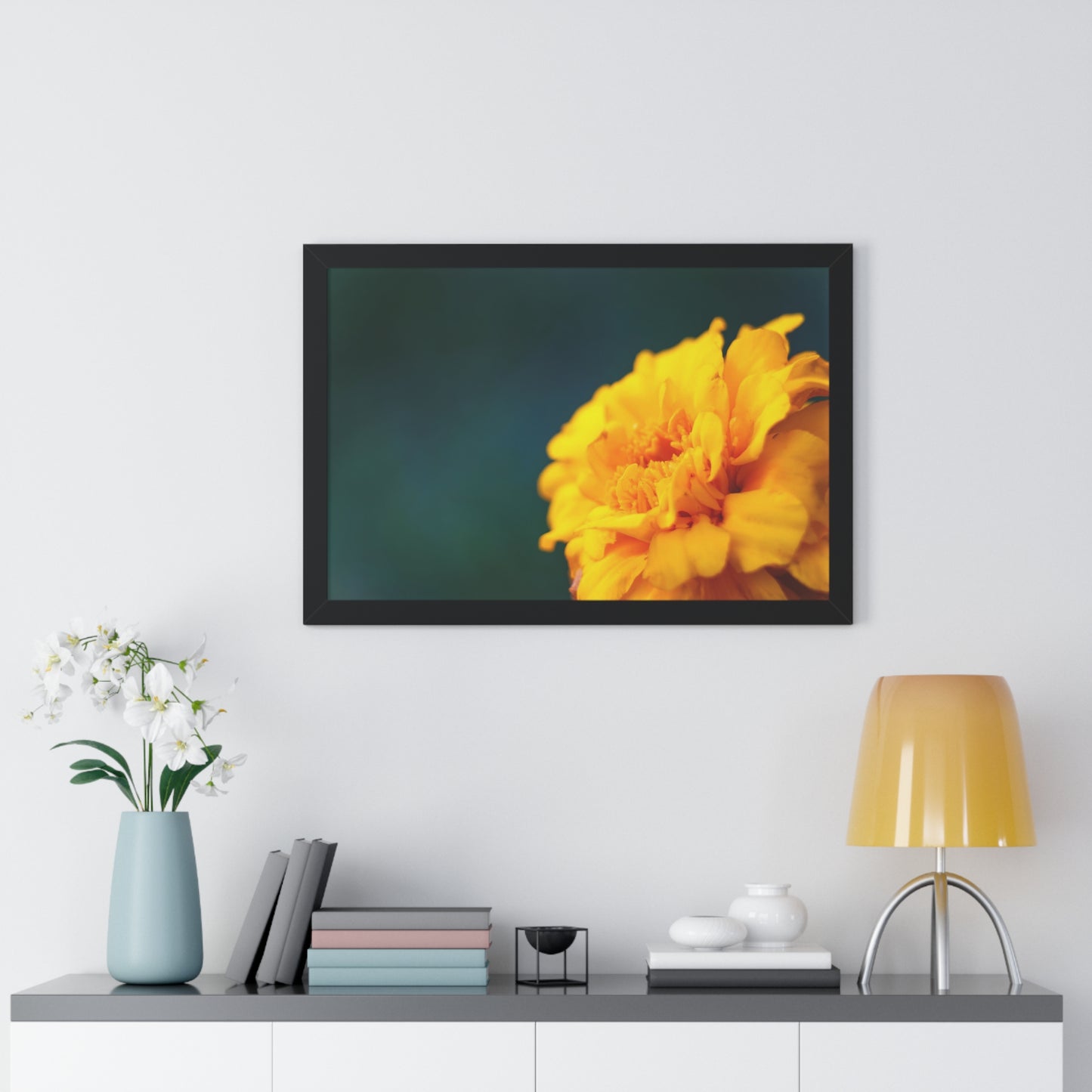 Macro Marigold Flower Framed Matte Print