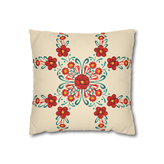 Painted Summer Flowers Faux Suede Throw Pillow Case (multi sizes)