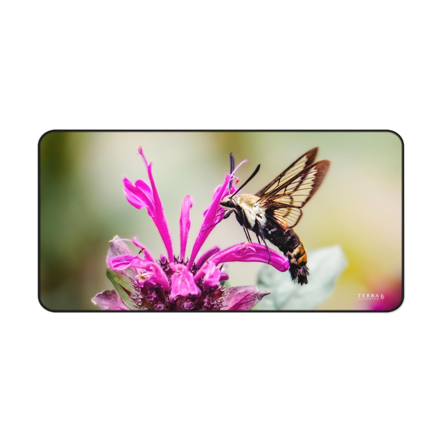 Hummingbird Moth Pollinates Flowers Full-Size Gaming Mousepad