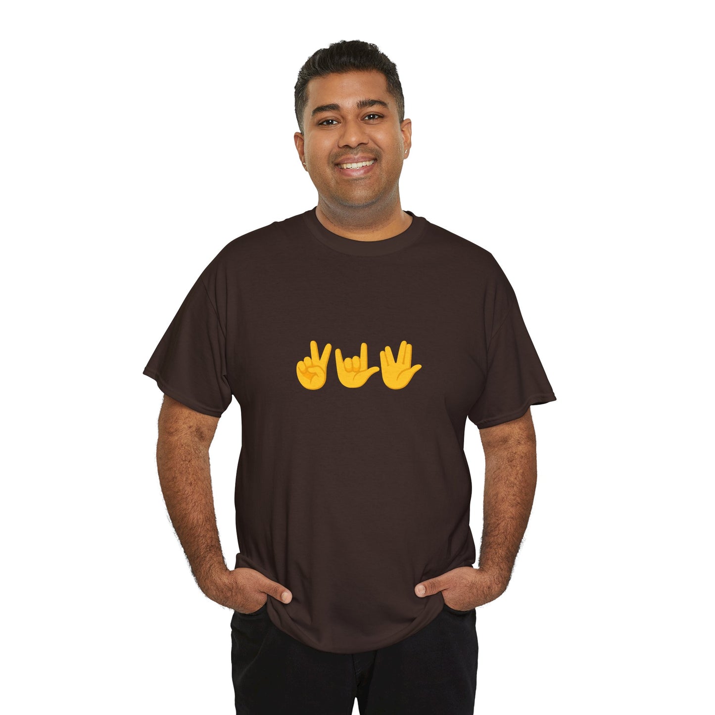 Peace, Love, Live Long Emoji Adult 100% Cotton T-Shirt (Multicolors)