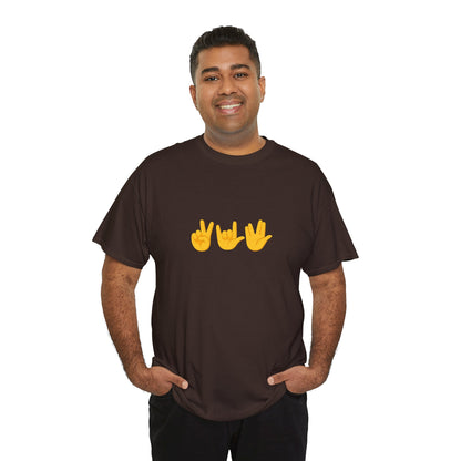 Peace, Love, Live Long Emoji Adult 100% Cotton T-Shirt (Multicolors)
