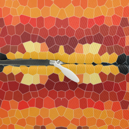 Pixel Mosaic Teal Orange Lumbar Pillow