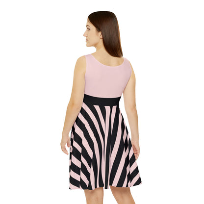 Gently Pink + Black Stripe Women's Skater Dress