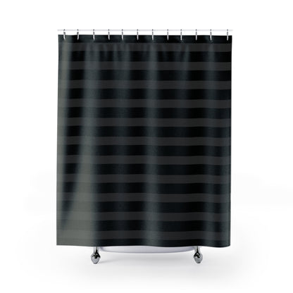 Black + Gray Striped Shower Curtain