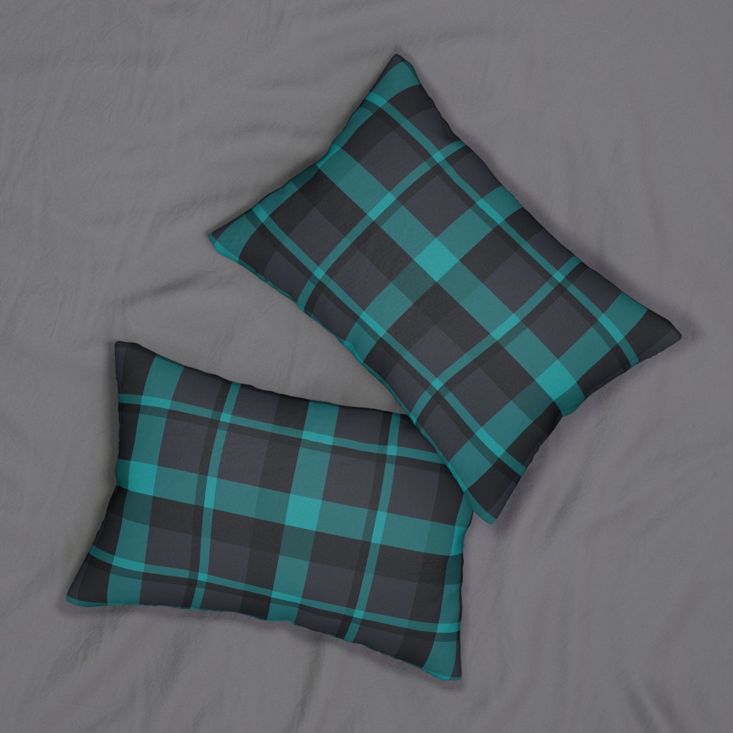 Muted Purple + Green Plaid Lumbar Pillow