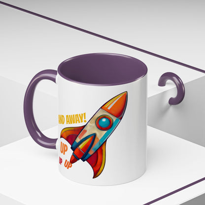 Rocket Ship Liftoff Colorful Ceramic Mug (11, 15oz)