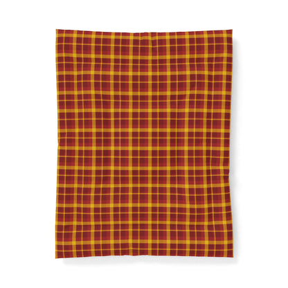 Gold + Red Plaid 100% Cotton Comforter
