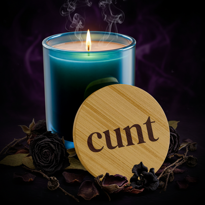 Engraved Spicy C-Word Scented Soy Candle, 14oz | Funny Joke Gifts