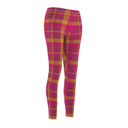 Pink + Yellow Plaid Women's Extra Soft Brushed Suede Leggings