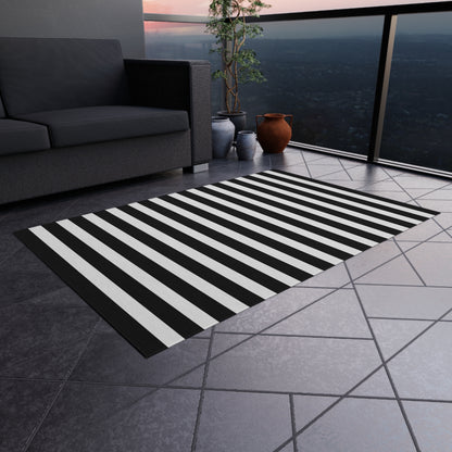 Black + White Striped Outdoor Rug