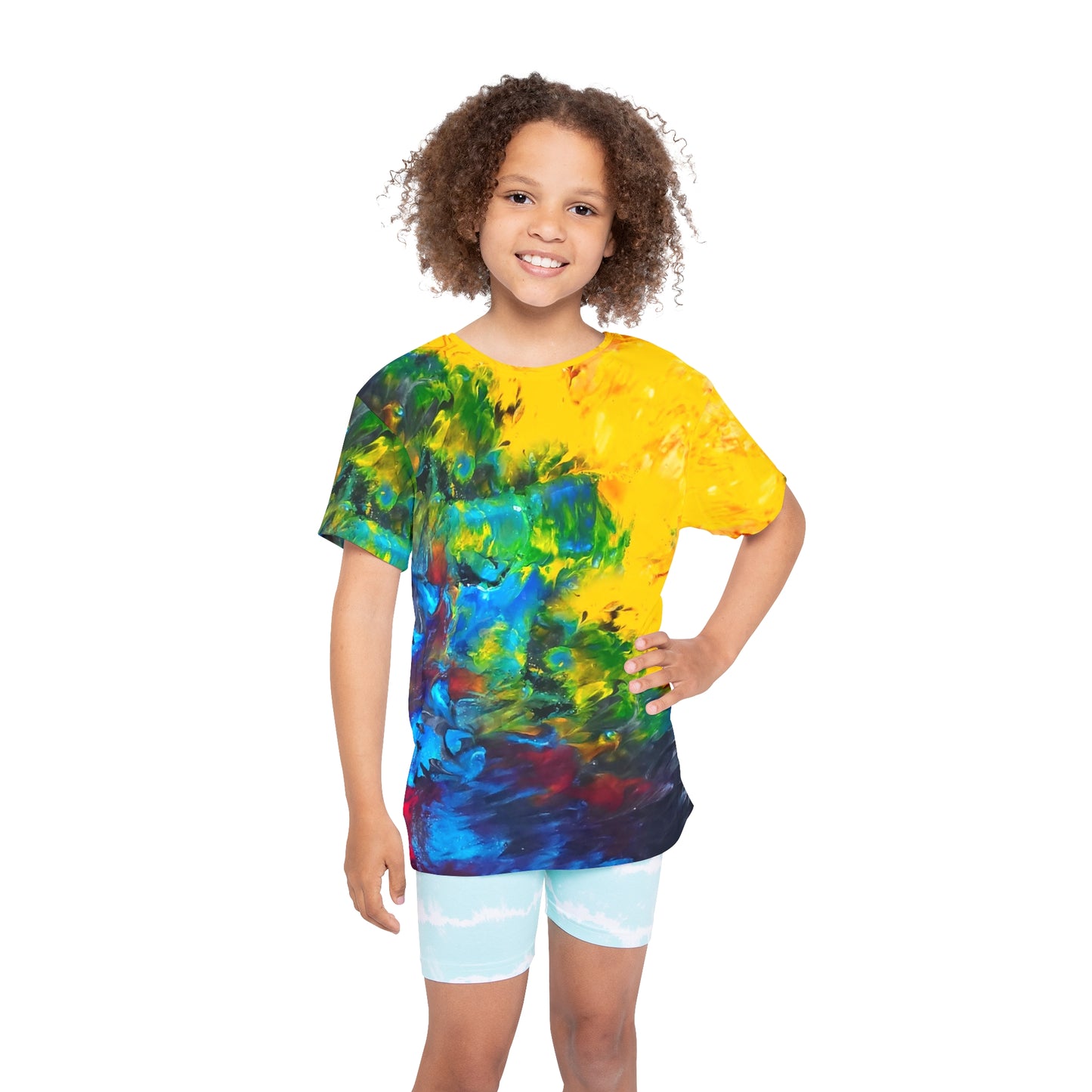 Colorful Paint Waves Kids' Poly Tee