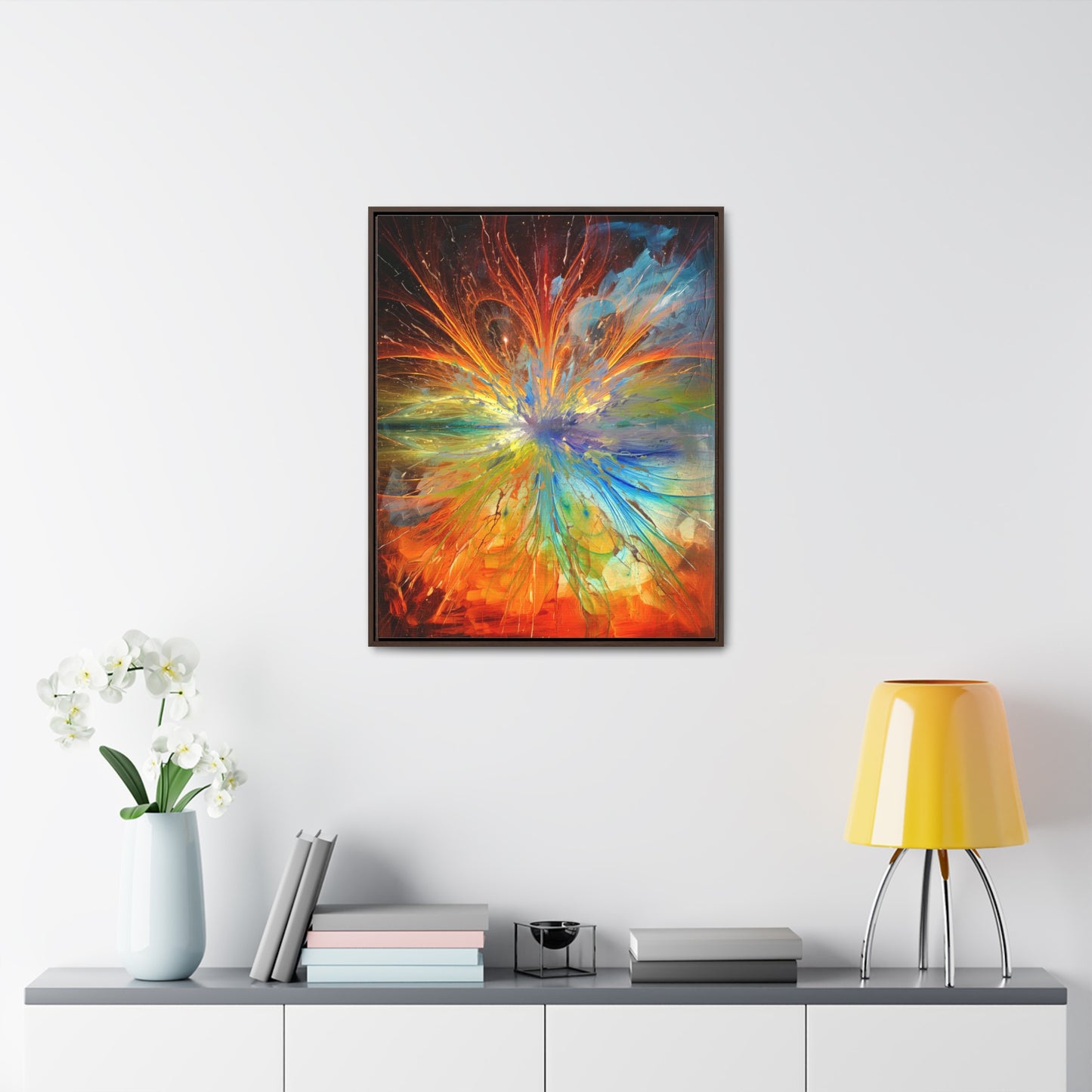 Cosmic Clockworks Abstract Framed Canvas Print