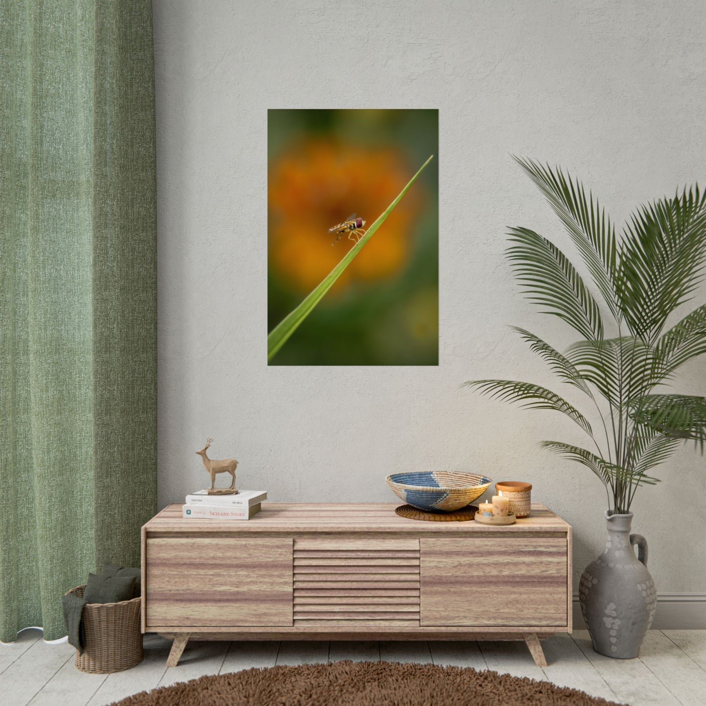 Flower Fly Poses with Orange Flowers Fine Art Print