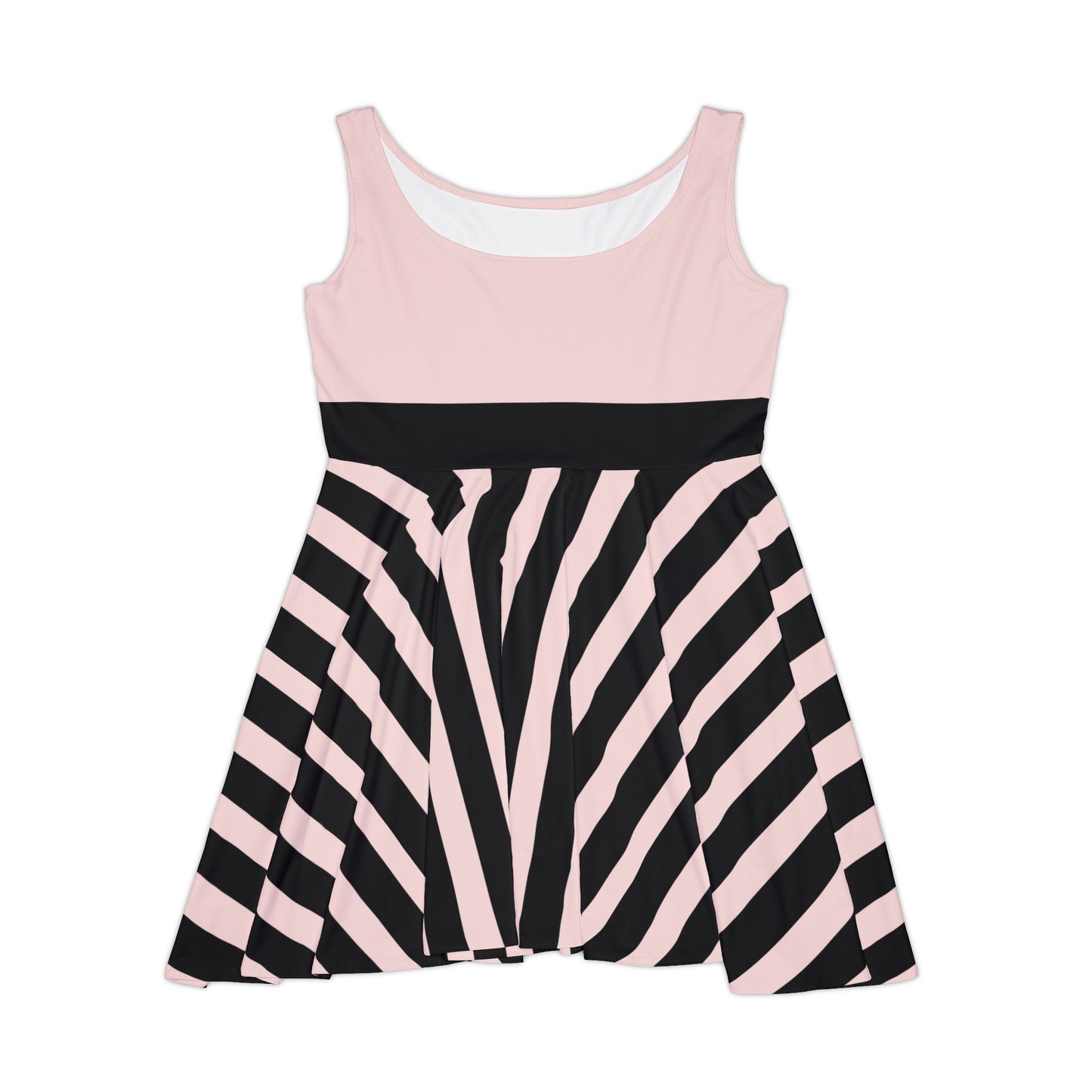 Gently Pink + Black Stripe Women's Skater Dress