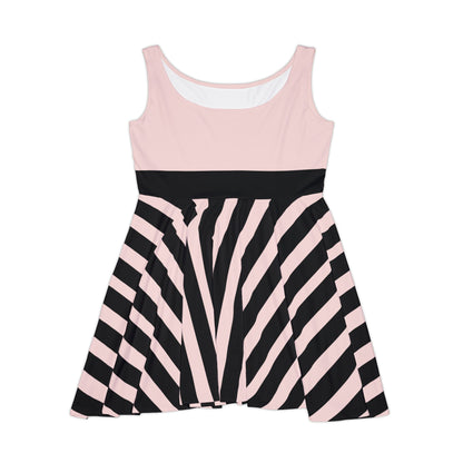 Gently Pink + Black Stripe Women's Skater Dress