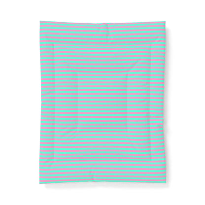 Pink + Teal Striped 100% Cotton Comforter