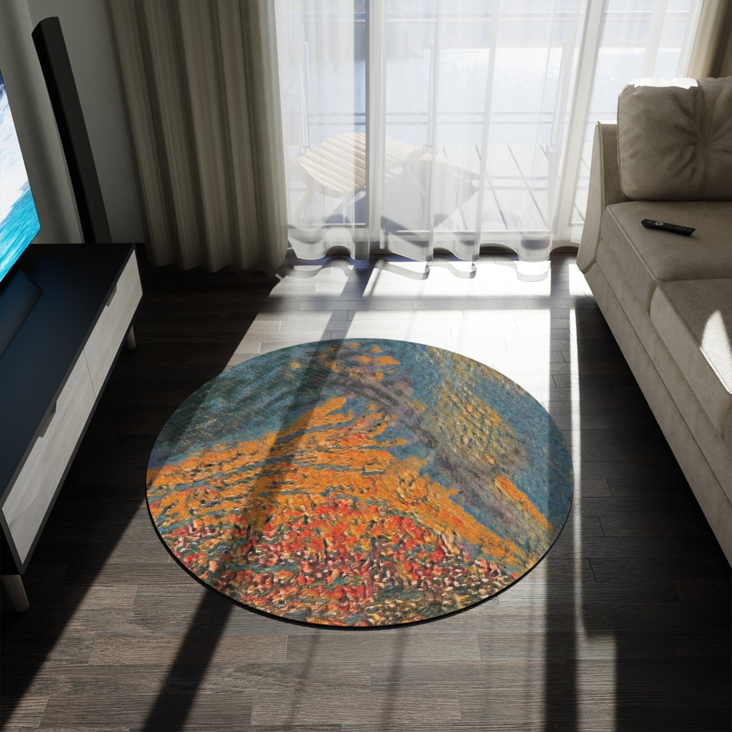 The Colors of Sunset Painting Round Rug