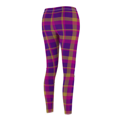 Yellow + Magenta Plaid Women's Extra Soft Brushed Suede Leggings