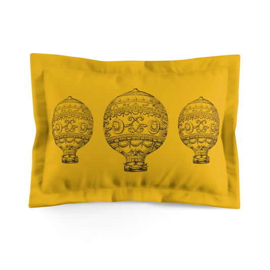 Golden Vintage Hot Air Balloon Microfiber Pillow Sham