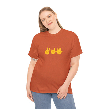 Peace, Love, Live Long Emoji Adult 100% Cotton T-Shirt (Multicolors)