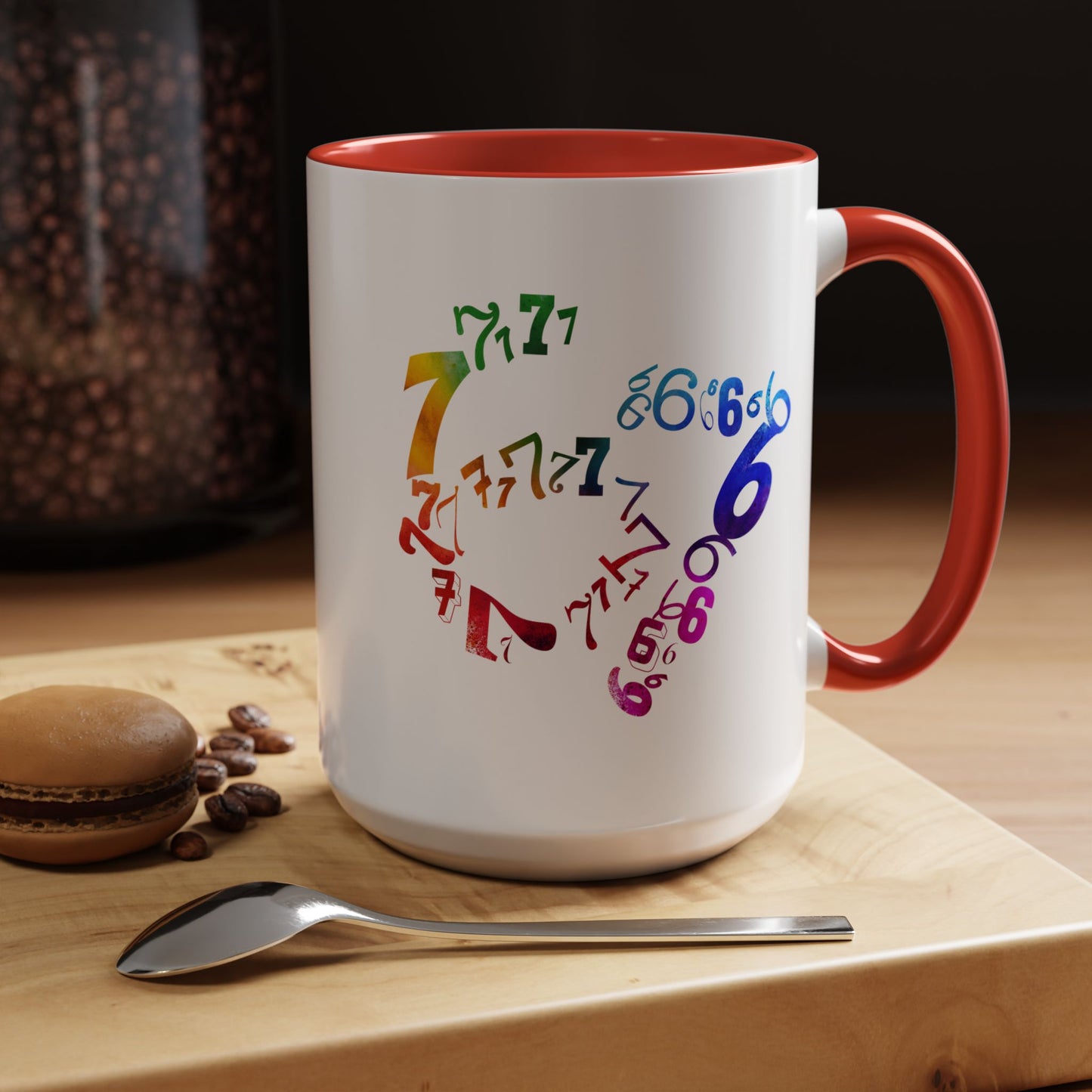 6-7 Meme Illusion Colorful Handle Ceramic Mug (11, 15oz)