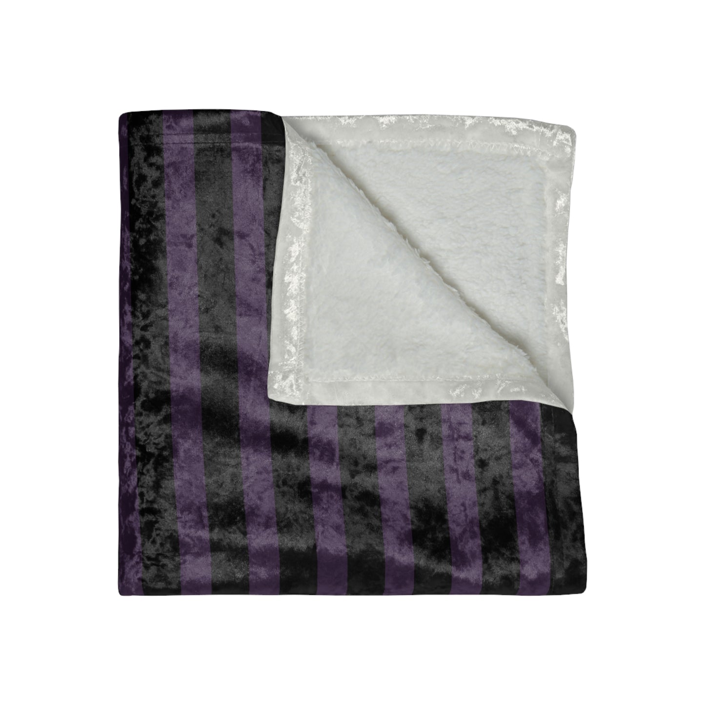 Purple + Black Striped Crushed Velvet Blanket