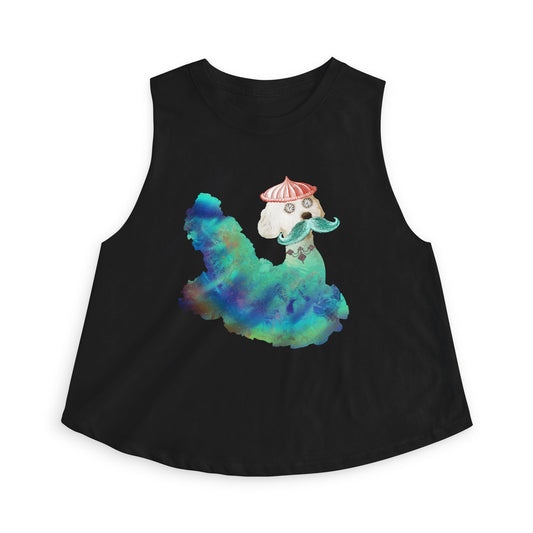 Surreal Astro Dog of Time Women's Crop Tank Top | Graphic Crop Top | S–2XL | Terra Conserva