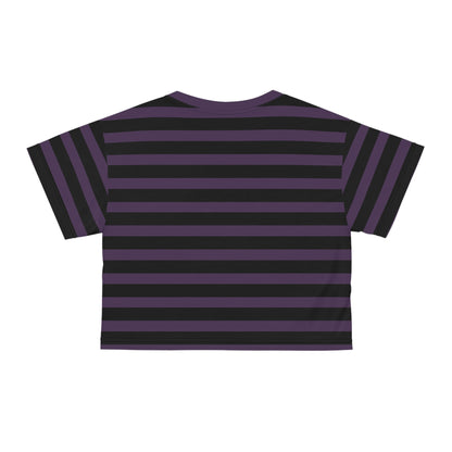 Purple + Black Stripes Cropped Tee