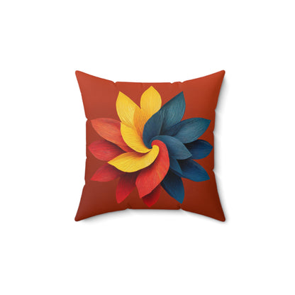 Red Blue Twisty Flower Double-Sided Faux Suede Throw Pillow