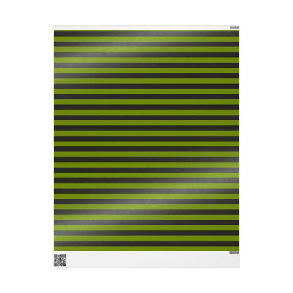 Avocado Green Striped Wrapping Paper Roll (3 sizes)
