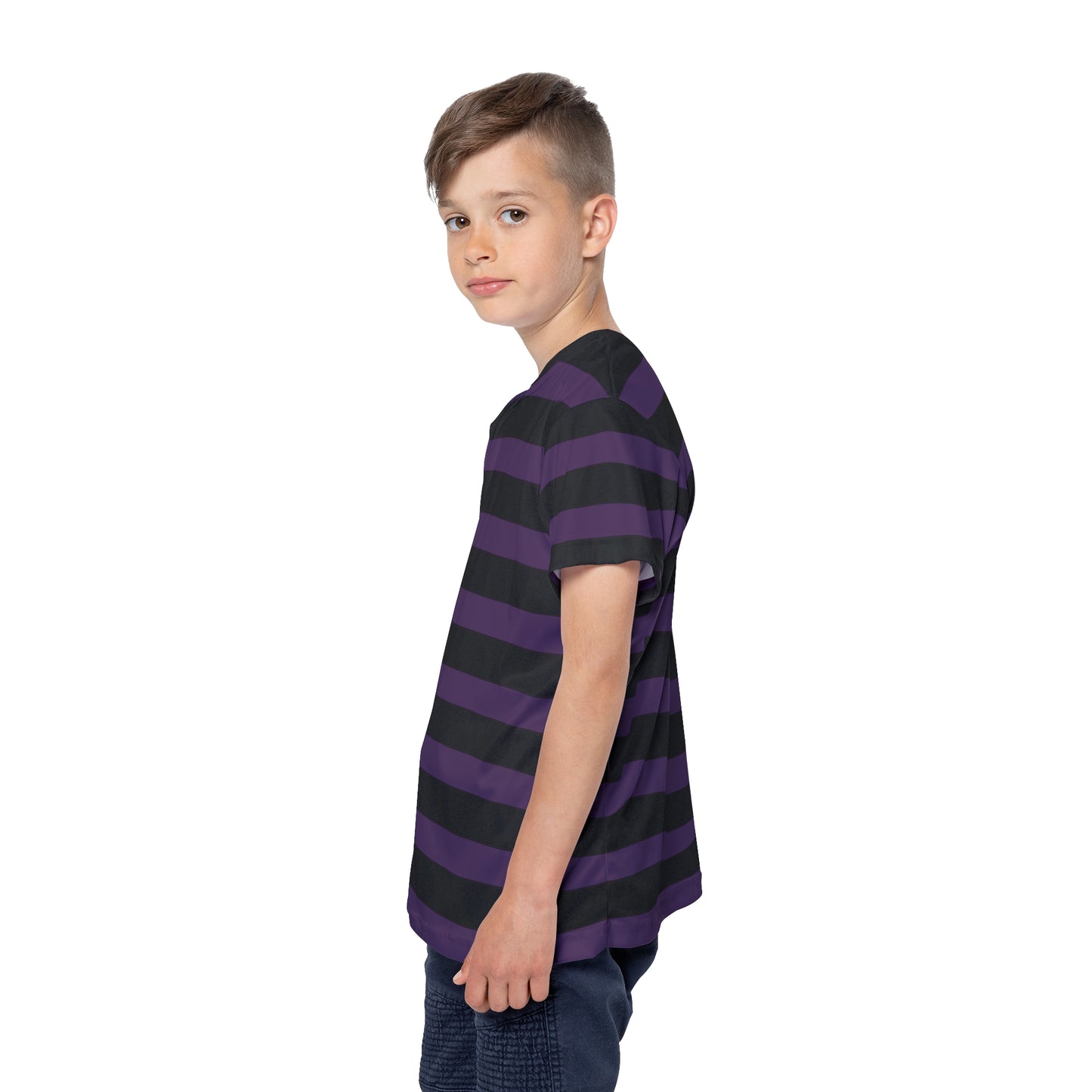 Purple + Black Stripes Kids' Poly Tee