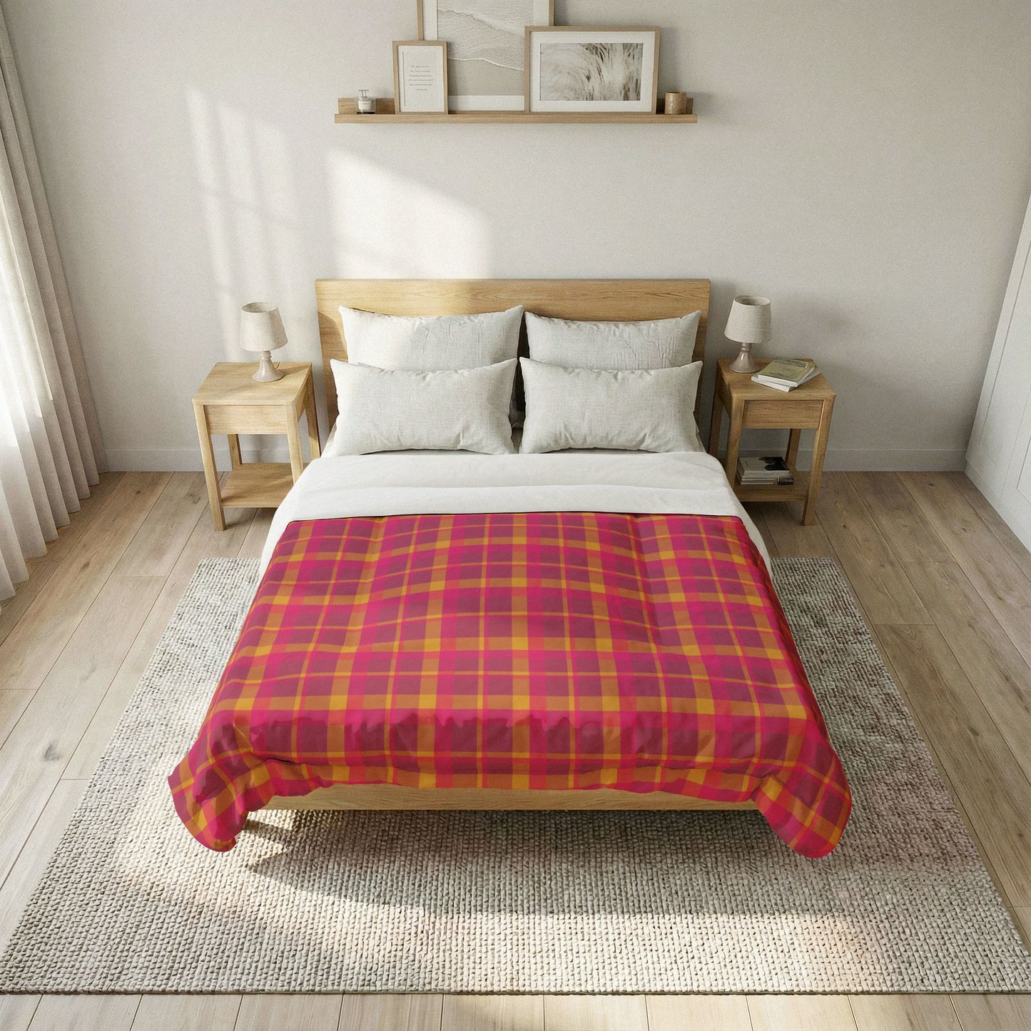 Pink + Yellow Plaid 100% Cotton Comforter