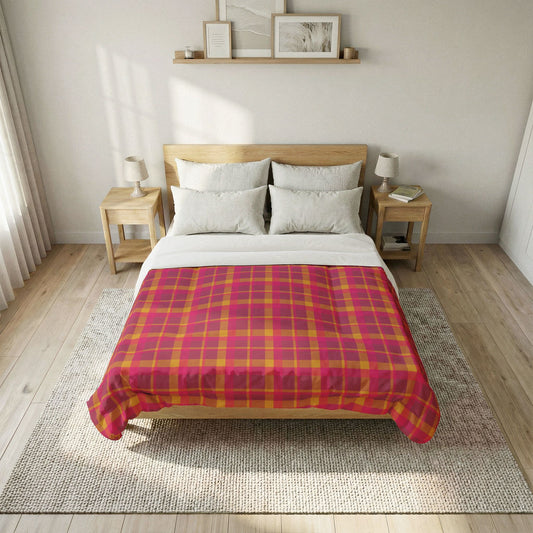Pink + Yellow Plaid 100% Cotton Comforter