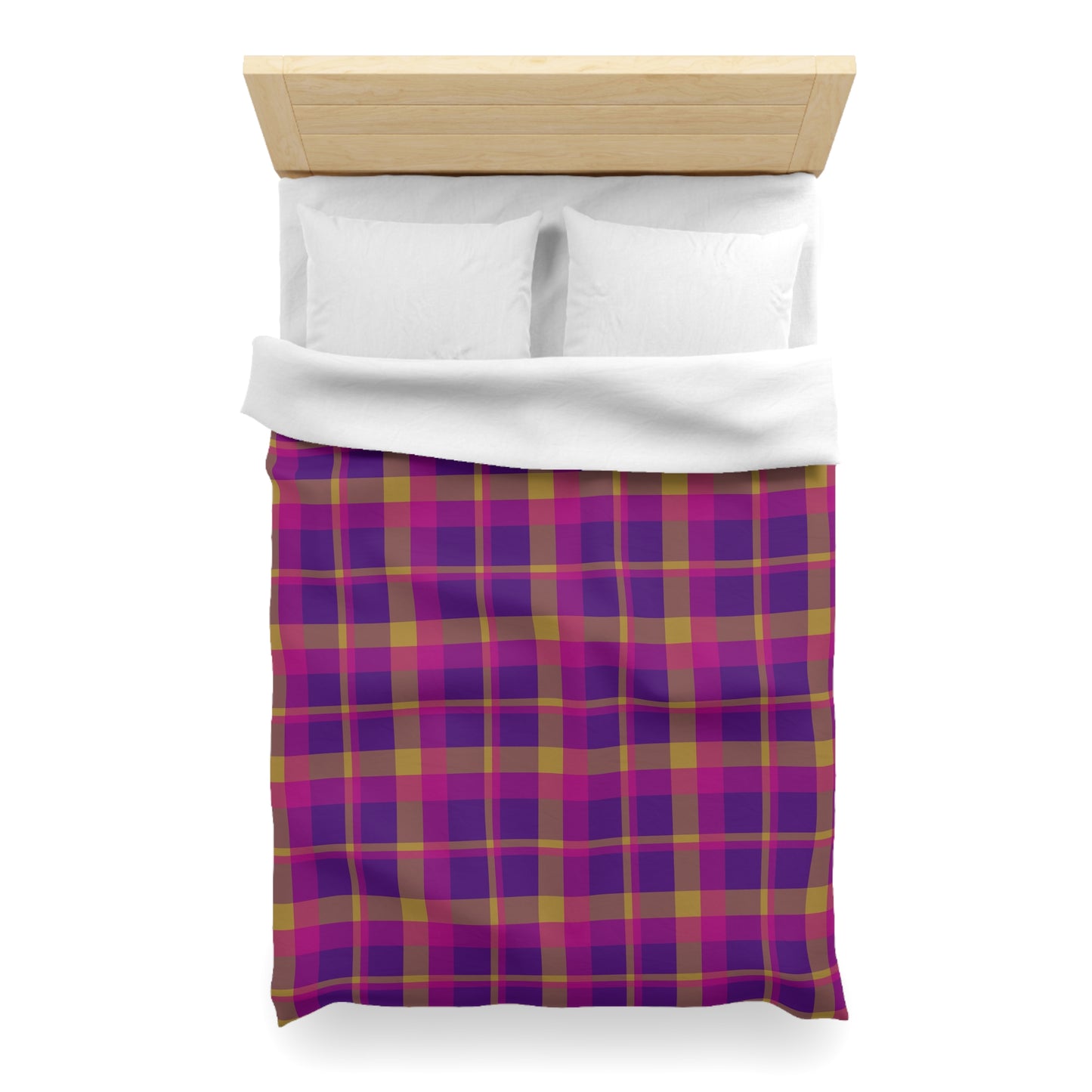 Yellow + Magenta Plaid Woven Duvet Cover