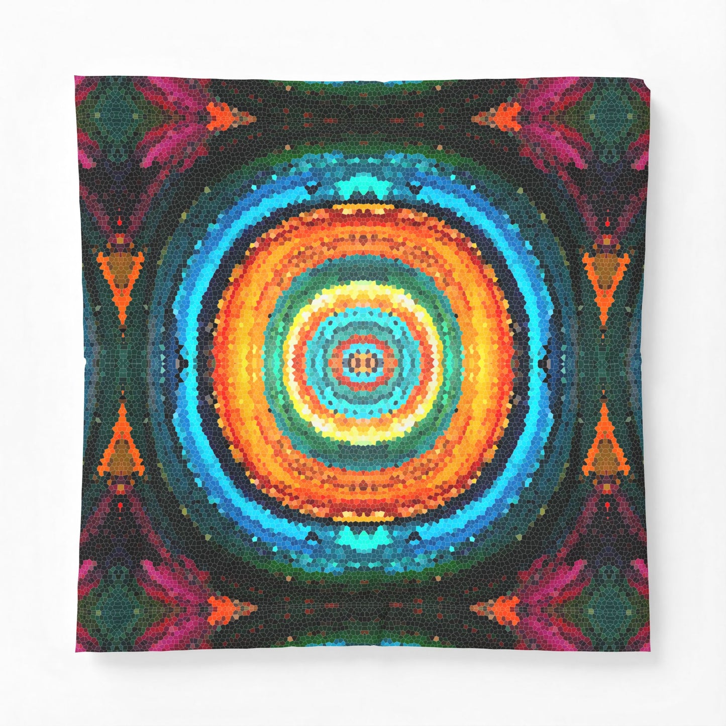 Pixel Mosaic Teal Orange 100% Cotton Comforter