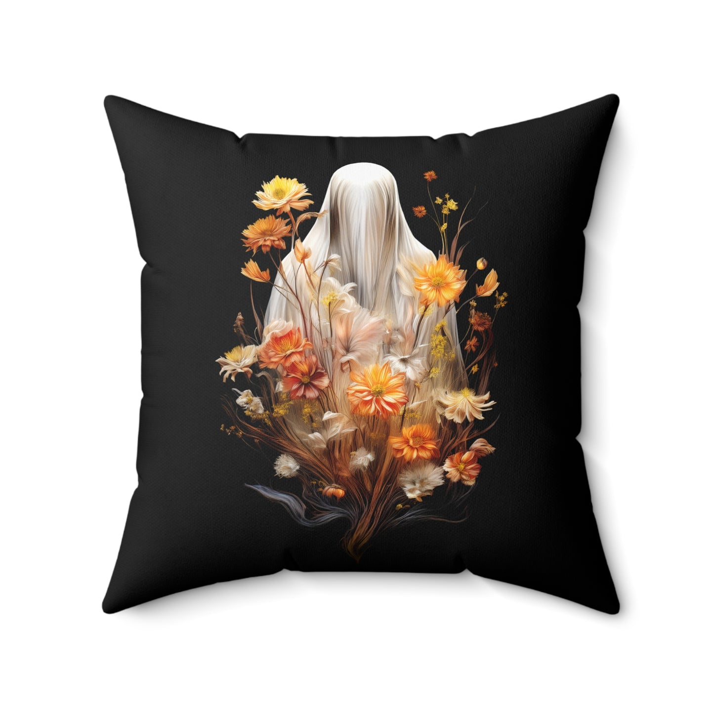 Halloween Garden Haunting Faux Suede Throw Pillow