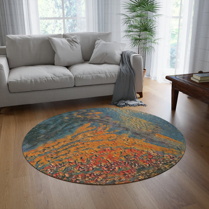 The Colors of Sunset Painting Round Rug