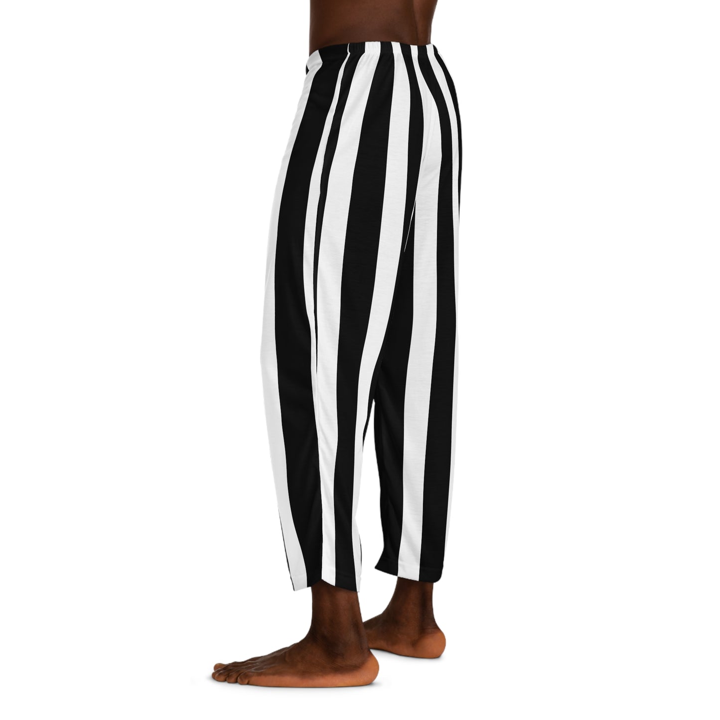 Black & White Vertical Striped Men's Pajama Pants